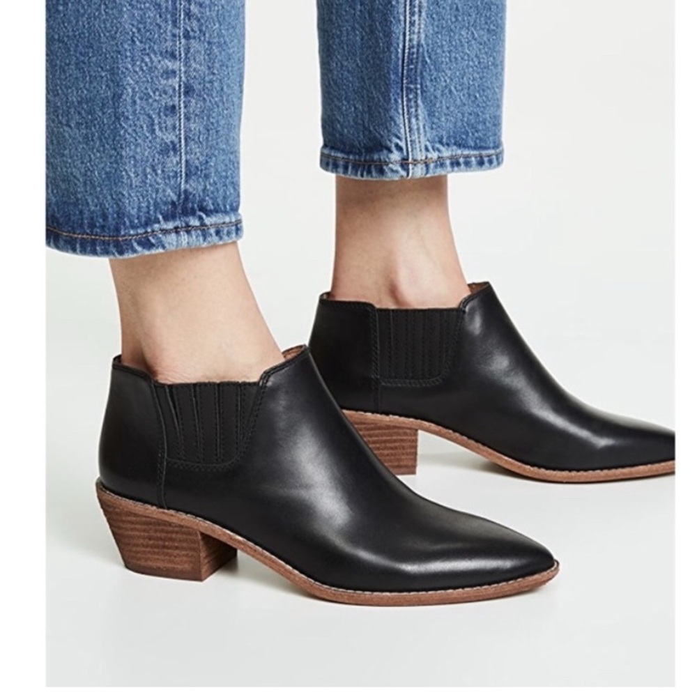 Madewell Low Chelsea Leather Booties Size 7 Black Casual Western Country
